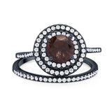 Two Piece Round Natural Stone Bridal Ring