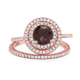 Two Piece Round Natural Stone Bridal Ring