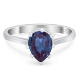 Art Deco Pear Teardrop Lab Alexandrite Wedding Ring 925 Sterling Silver