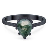 Art Deco Pear Teardrop Natural Stone Ring