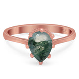 Art Deco Pear Teardrop Natural Stone Ring