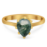 Art Deco Pear Teardrop Natural Stone Ring