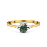 Vintage Style Oval Natural Stone Trillium Ring