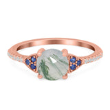 Art Deco Round Natural Stone Cluster Ring