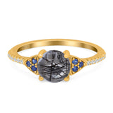 Art Deco Round Natural Stone Cluster Ring