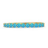 Half Eternity 2mm Lab Created Blue Opal Stackable Wedding Band 925 Sterling Silver