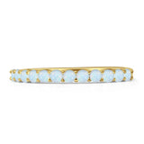 Half Eternity 2mm Lab Created White Opal Stackable Wedding Band 925 Sterling Silver