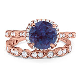 Two Piece Round Natural Stone Bridal Ring