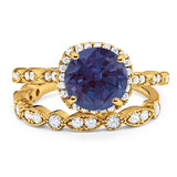 Two Piece Round Natural Stone Bridal Ring