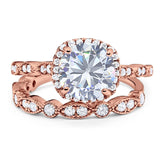 Two Piece Round Natural Stone Bridal Ring
