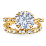 Two Piece Round Natural Stone Bridal Ring