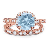 Two Piece Round Natural Stone Bridal Ring
