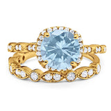 Two Piece Round Natural Stone Bridal Ring