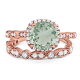 Two Piece Round Natural Stone Bridal Ring
