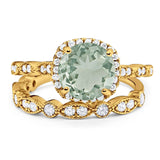Two Piece Round Natural Stone Bridal Ring