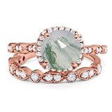 Two Piece Round Natural Stone Bridal Ring