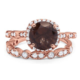 Two Piece Round Natural Stone Bridal Ring