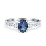 Art Deco Oval Natural Stone Wedding Ring