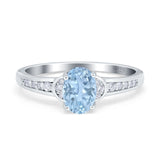 Art Deco Oval Natural Aquamarine Channel Setting Ring 925 Sterling Silver