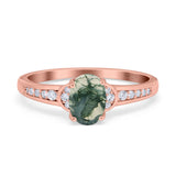 Art Deco Oval Natural Stone Wedding Ring