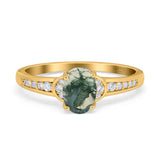 Art Deco Oval Natural Stone Wedding Ring