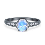 Art Deco Oval Natural Stone Wedding Ring