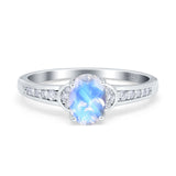 Art Deco Oval Natural Stone Wedding Ring