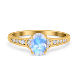 Art Deco Oval Natural Stone Wedding Ring