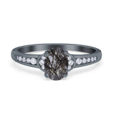 Art Deco Oval Natural Stone Wedding Ring