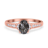 Art Deco Oval Natural Stone Wedding Ring