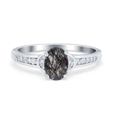Art Deco Oval Natural Stone Wedding Ring