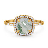 Art Deco Round Natural Stone Wedding Ring
