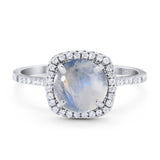 Art Deco Round Natural Stone Wedding Ring