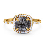 Art Deco Round Natural Stone Wedding Ring