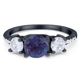 Three Stone Round Natural Stone Ring