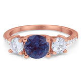 Three Stone Round Natural Stone Ring