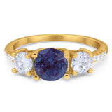 Three Stone Round Natural Stone Ring