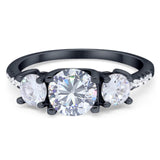 Three Stone Round Natural Stone Ring