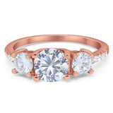 Three Stone Round Natural Stone Ring