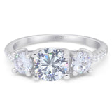 Three Stone Round Natural Stone Ring