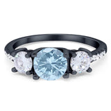 Three Stone Round Natural Stone Ring