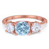 Three Stone Round Natural Stone Ring