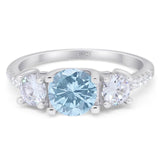 Three Stone Round Natural Stone Ring