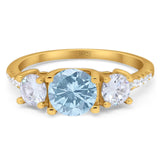 Three Stone Round Natural Stone Ring