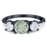 Three Stone Round Natural Stone Ring