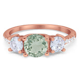 Three Stone Round Natural Stone Ring