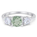 Three Stone Round Natural Stone Ring