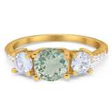 Three Stone Round Natural Stone Ring