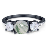 Three Stone Round Natural Stone Ring