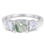 Three Stone Round Natural Stone Ring